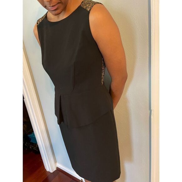 Tahari Arthur S. Levine sleeveless Peplum Mesh Back Dress - Picture 8 of 11